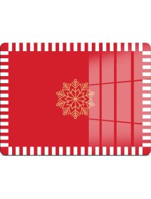 Resim Decovetro Cam Kesme Tahtası ve Sunumluk Kırmızı Beyaz Kar Tanesi Desenli 30X40 cm 