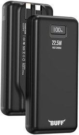 Resim BUFF LABS BP18 22.5W 20.000Mah LCD Ekran Dahili Kablolu Taşınabilir Powerbank (Siyah) 