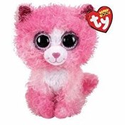 Resim TY Reagan Pembe Kıvırcık Saçlı Kedi 15 Cm 