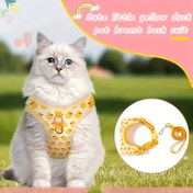Resim Küçük kediler ve köpekler için dış mekan yürüyüşleri için, nefes alabilir polyester, ayarlanabilir ve kurtarılabilir, sadece elde yıkanabilir, sevimli sarı ördek baskılı kedi kama kama seti, nefes alabilir polyester, ayarlanabilir ve kurtarılabilir, sadece elde yıkanabilir 