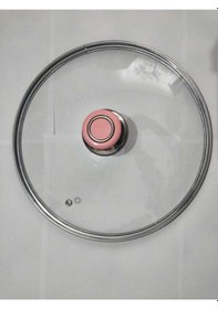 Resim Sarıtaş Cam Kapak Tencere Kapağı 26 Cm Lüx Pembe Tepe Kulp Tüm Tencere Tava Sahanlar Için Uygun 