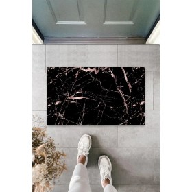 Resim Dormot Home Çok Amaçlı Dijital Baskı Siyah Mermer Iç ve Dış Mekan Paspas 