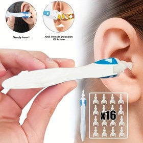 Resim 16'lı Silikon Kulak Temizleme Çubuğu, Yumuşak ve Nazik Kulak Vaksı Giderme Aracı, Kokusuz, Çubuk Format, Manuel Çalışma, Pille Çalışmaz 