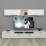 Resim Decoraktiv Eko 5220 Slm Krom Ayaklı Tv Ünitesi Tv Sehpası - Parlak Beyaz 