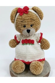 Resim EFELA DÜNYASI Örgü Amigurumi Elbiseli Lale Figürlü Ayıcık Oyuncak 