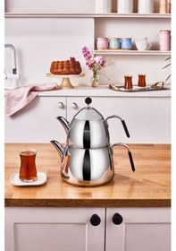 Resim Karaca Rodos İndüksiyon Tabanlı Midi Çaydanlık Takımı Siyah 