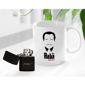 Resim Bk Gift Kişiye Özel Babalar Günü Hediyesi Baba Godfather Tasarımlı Kupa Bardak Ve Benzinli Çakmak Seti-12 