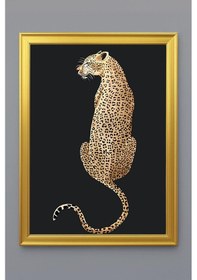 Resim Leopar Figürlü Dijital Baskılı Kadife Kumaş Çerçeveli Tablo Tbl0035 