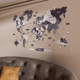 Resim Renkli Baskılı 3D Ahşap Dünya Haritası (Nimbus) - 240x150 cm / Türkçe 
