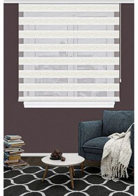 Resim Jakarlı Nove 02 Zebra Stor Perde Beyaz Altın Simli 4050 Mutfak Çocuk Odası Yatak Odası Salon Perdesi Beyaz Altın 