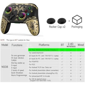 Resim Pro Switch Elite Bt Denetleyicisi İçin Altın Kablosuz Gamepad Nintendo Anahtarı İçin Oled/lite Joystick Pc/buhar Güvertesi İle 6 Eksen 