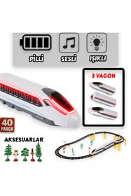 Resim YILDIRIM OYUNCAK Pilli Otomatik Giden Müzikli Işıklı Aksesuarlı Manyetik Oyuncak Tren - 40 Parça 308 cm Tren Seti 