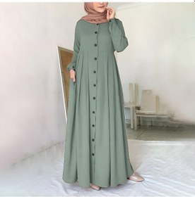 Resim Barbora Keten Günlük Yazlık Tam Boy Tesettür Kadın Elbise Ln391haki 001 