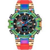 Resim Hanyang Kırmızı Renkli Smael Marka Erkek Spor Moda Spor Izle Çift Ekran Analog Dijital Kol Saatleri Erkekler Su Geçirmez Renkli Askeri Saatler (Yurt Dışından) 