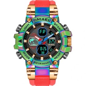 Resim Hanyang Kırmızı Renkli Smael Marka Erkek Spor Moda Spor Izle Çift Ekran Analog Dijital Kol Saatleri Erkekler Su Geçirmez Renkli Askeri Saatler (Yurt Dışından) 