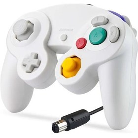 Resim Beyaz Gamecube Denetleyicisi Anahtarı Ngc Denetleyicisi Usb Kablolu Gamepad Wii Titreşim El Joystick Ngc Gc Controle Pc İçin 