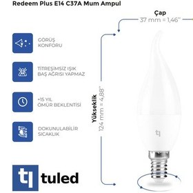 Resim Redeem Plus C37A E14 Mum Ampul, Titreşimsiz, Göz Konforu, 604 Lümen, Doğal Beyaz, 4000 Kelvin 