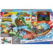 Resim Hot Wheels Monster Trucks Renk Değiştiren Araçlar Timsahtan Kaçış Oyun Seti HGV14 