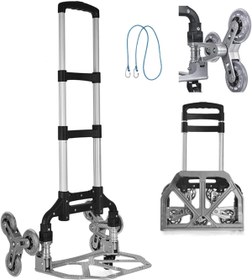 Resim MOONSHOP Pro Seri 6 Tekerli 80KG Kapasiteli Merdiven Çıkabilen Katlanır Taşıma Arabası Koli Yük Paket Aracı 