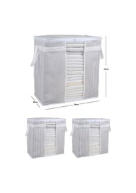 Resim 2 Adet Pencereli Saklama Çantası Çizgili Çok Amaçlı 50x45x30 Cm Gri-beyaz 