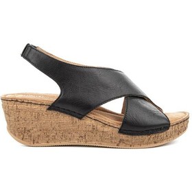 Resim Hush Puppies Aina Anatomik Taban Topuk Dikeni Hakiki Deri Kadın Sandalet Siyah 