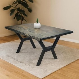 Resim Doğal Ağaç Masif Hibrit Kütük Yemek Masası ve Sehpa 75cm x 185cm 