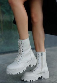 Resim pazarella Flona Bej Cilt Bağcıklı Bot 