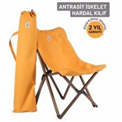 Resim Bag The Joy Ahşap Katlanır Antrasit İskelet Hardal Kamp ve Bahçe Sandalyesi 