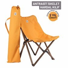 Resim Bag The Joy Ahşap Katlanır Antrasit İskelet Hardal Kamp ve Bahçe Sandalyesi 