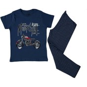 Resim BAŞAK ÇOCUK GİYİM 371806 Motorcycle Kısa Kol Pijama 10y/12y - Lacivert - 11-12 Yaş 