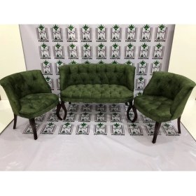 Resim Esertrade Çay Seti Koltuk Takımı Özel Nubuk Kumaş 2+1+1 