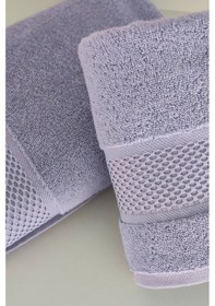 Resim %100 Pamuk Banyo Havlu Seti-long Twist İplik-yüksek Su Emici Ve Yumuşak Lıla Lila 