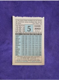 Resim 5 Kasım 2002 Takvim Yaprağı - Nostalji Koleksiyonluk Takvim Yaprağı 