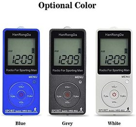 Resim Henniu HRD-602 Taşınabilir Radyo Alıcısı FM/AM Radyo LCD Ekran Kilit Düğmesi Cep Radyosu Kulaklıklı Spor Adımsayar 