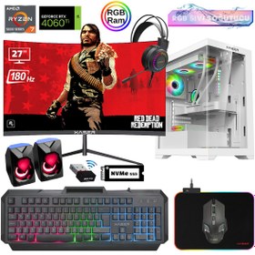 Resim Xaser XSR907 Ryzen 7 5700X 16GB Ram 512GB M.2 Nvme SSD 8gb RTX4060TI 27"curved 180Hz Sıvı Soğutma Oyun Bilgisayarı 