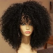 Resim Kadınlar için Şık 16 İnç Afro Kıvırcık Peruk - Isıya Dayanıklı Sentetik Lif, Siyah & Kahverengi, Günlük Kullanım, Düğünler ve Partiler için Mükemmel 