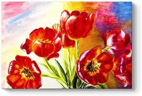 Resim Yağlıboya Kırmızı Çiçekler Tablosu 60 x 40 