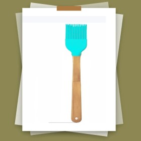 Resim Es Dekor Ahşap Saplı Silikon Fırça Ahşap Saplı Pişirme Aracı Açık Turkuaz Yeşil 