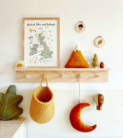 Resim Babyroomstore Ahşap Dekoratif Askılı Raf Raf 60 Cm 