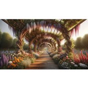 Resim Venspor Renkli Çiçekler ve Ahşap Yürüyüş Yolu Arkaplan, 200x150cm, Fon, Duvar Örtüsü 