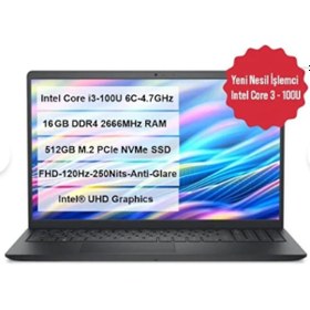 Resim Dell 15 DC15250-01 i3-100U 16 GB 512 GB M.2 SSD 15.6" Ubuntu Dizüstü Bilgisayar 