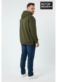 Resim Süperlife Erkek Büyük Beden Hoodie Rahat Kalıp Konforlu Unified Baskılı İnce Sweatshirt Spr26bsw968 Haki 