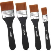 Resim 4 adet Premium Sanatçı Boya Fırçaları - Profesyonel Sınıf Düz Naylon Kıllar, Ergonomik Tek Parça Tasarım, Akrilik ve Yağ Boyama için Çok Yönlü, Siyah Sap ile Beyaz Harf, Ev Dekoru için Mükemmel 