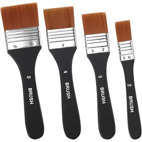 Resim 4 adet Premium Sanatçı Boya Fırçaları - Profesyonel Sınıf Düz Naylon Kıllar, Ergonomik Tek Parça Tasarım, Akrilik ve Yağ Boyama için Çok Yönlü, Siyah Sap ile Beyaz Harf, Ev Dekoru için Mükemmel 