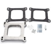 Resim 1 İnç Alüminyum Carb Karbüratör Spacer W/3/8 İnç Vakum Tüpü Değiştirme Chevy Ford Mopar Holley 