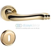 Resim Victoria Rozetli Kapı Kolu Parlak Altın - Oda 