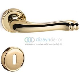 Resim Victoria Rozetli Kapı Kolu Parlak Altın - Oda 