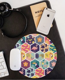 Resim WuW Tropikal Desenli Yuvarlak Mouse Pad 