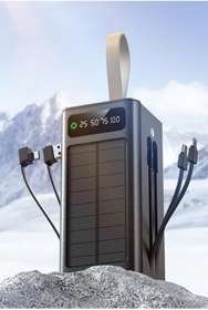 Resim MATECHNO Solar 50.000 Mah Güneş Enerjili Led Işıklı Powerbank Şarj Aleti 4xUsb Çıkış Çoklu Şarj Çıkışı Kablo 
