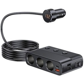 Resim Araç Şarj Adaptörü 3 Çıkışlı 4 Usb Pd30w+qc3.0 Hızlı Şarj, Led Voltaj Göstergeli, Aşırı Yük Korumalı, 12-24v Evrensel Siyah 